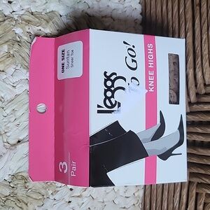 L'eggs to go knee highs, suntan, box of 3